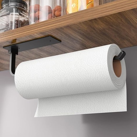 10 Kitchen Storage Hacks That Transform Clutter Into Calm 9 Matte Black Under-Cabinet Paper Towel Holder