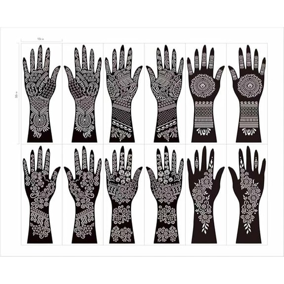 Henna Tattoo Stencil Kit — 12 Sheets Temporary Templates