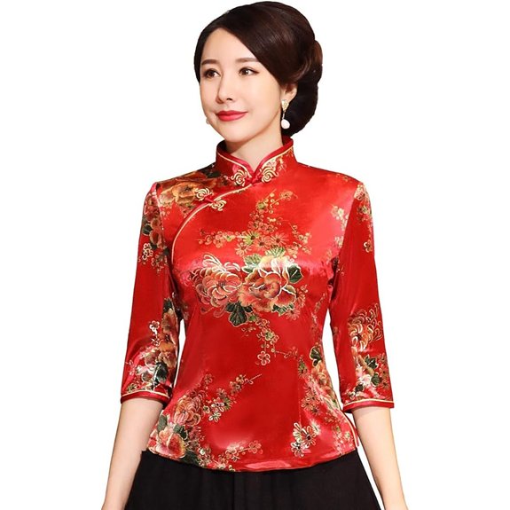3 Best Traditional Blouse Designs That Elevate Any Outfit 1 Shanghai Story Velvet 3/4 Sleeve Chinese Cheongsam Blouse