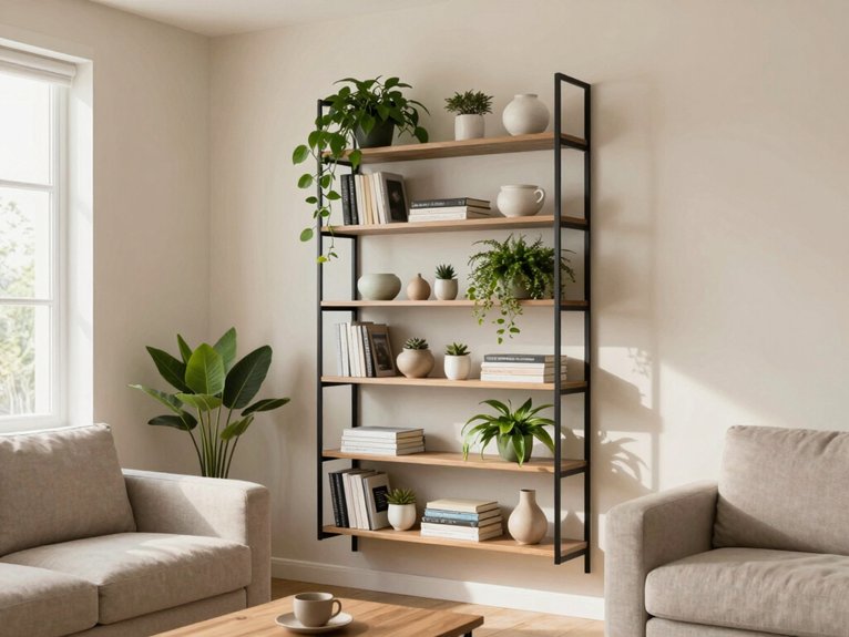 15 Small Living Room Ideas That Maximize Space and Style 12 vertical shelving for organization