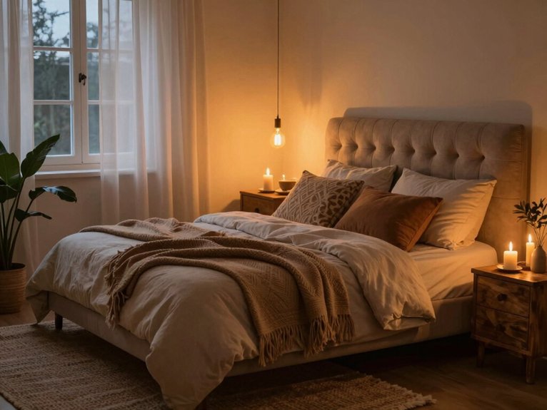15 Cozy Bedroom Ideas for a Warm and Inviting Space 3 warm cozy adjustable lighting