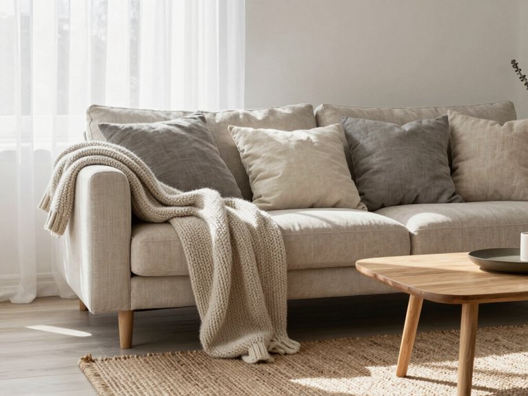 13 Scandi Living Room Ideas for a Light and Cozy Home 5 warm layered textile accents