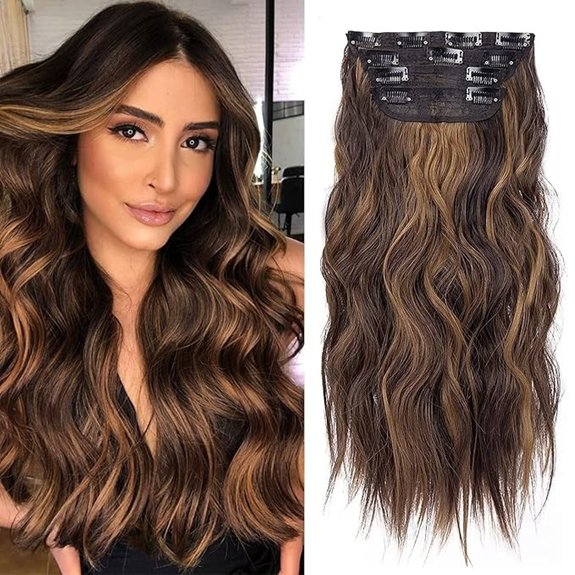 5 Best Hair Extension Options That Look Totally Natural 4 Wavy Clip-In Hair Extensions 20 Dark Brown Highlights