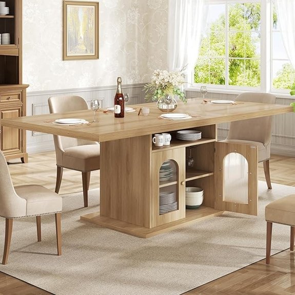 10 Best Oak Dining Table Options That Anchor Every Meal 9 HSH 63 Wood Farmhouse Dining Table with Storage