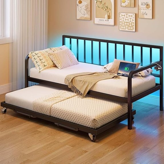 7 Best Double Twin Bed Options That Maximize Space and Comfort 2 Rolanstar Adjustable Twin Daybed with Trundle & Charging