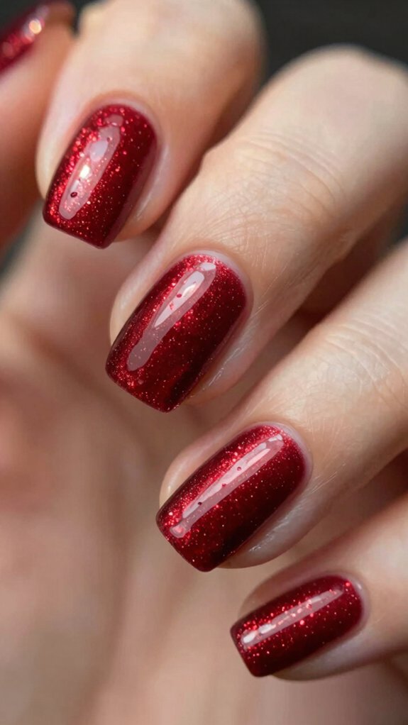 12 Red Cat Eye Nail Art Ideas 3 almond red magnetic shimmer