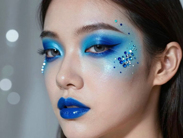 17 Creative Blue Makeup Looks for a Bold Statement 13 blue crystal eyelid accents