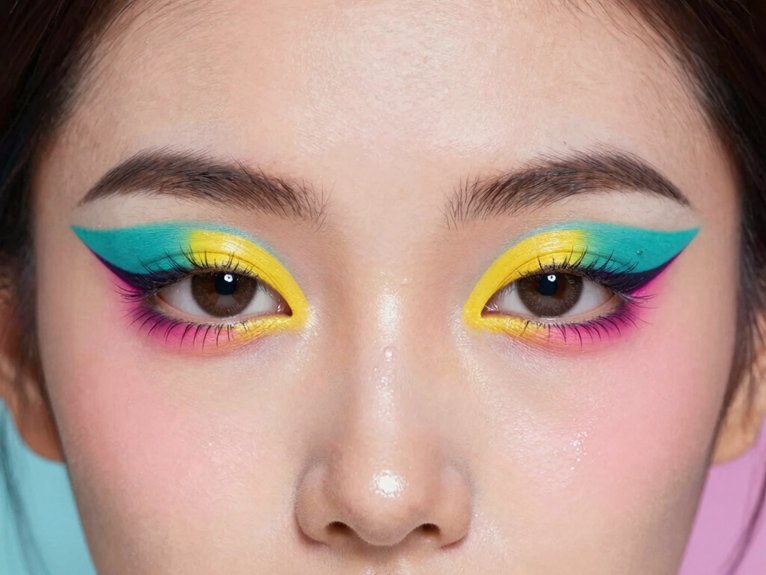 19 Creative Colorful Eye Makeup Looks That Stand Out 14 bold graphic winged eyeliner