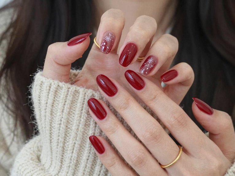 20 Classy Winter Nail Art Designs for an Elegant Seasonal Look 12 bold red almond elegance