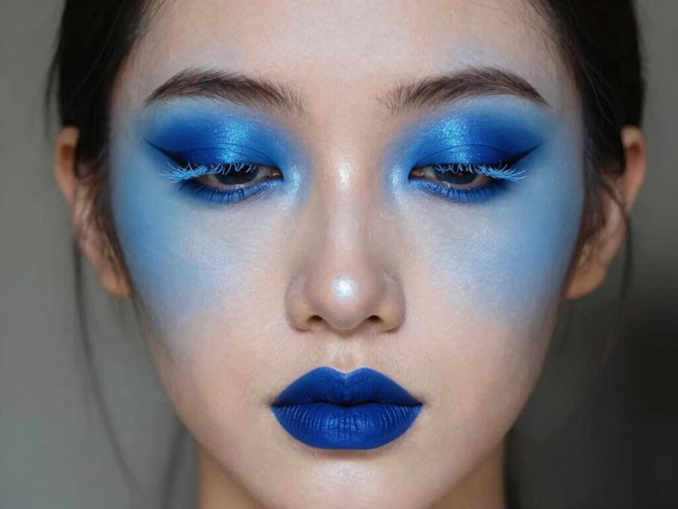 17 Creative Blue Makeup Looks for a Bold Statement 10 bold sculpted monochrome blue