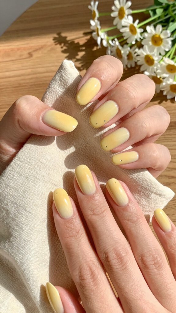13 Pastel Yellow Nail Ideas That Feel Fresh and Trendy 4 buttery almond yellow nails