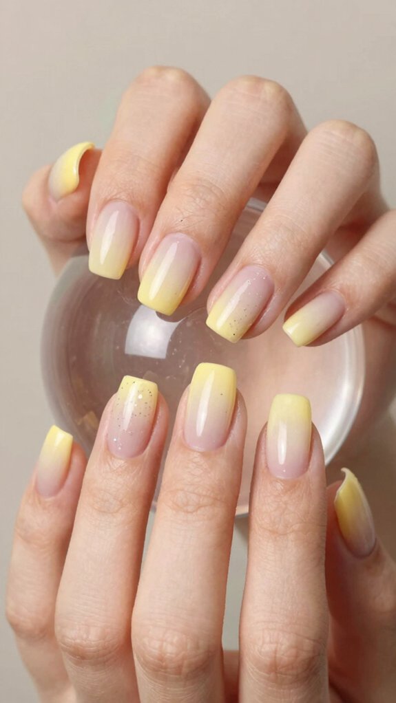 13 Pastel Yellow Nail Ideas That Feel Fresh and Trendy 9 buttery pastel ombre nails