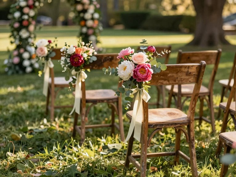 chairbacks adorned with posies