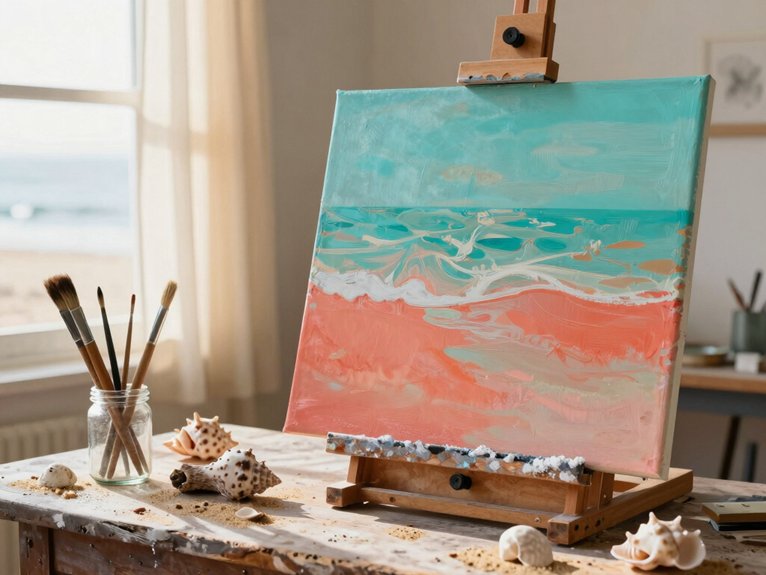 24 Canvas Painting Ideas to Sell That Are Trending and Profitable 11 coastal split panel mixed media canvases