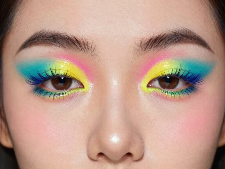 19 Creative Colorful Eye Makeup Looks That Stand Out 18 colorful layered mascara accent