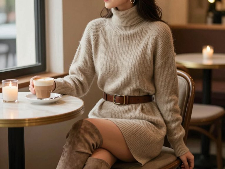 20 Casual Date Night Outfit Ideas That Look Effortlessly Chic 16 cozy midweight sweater dress