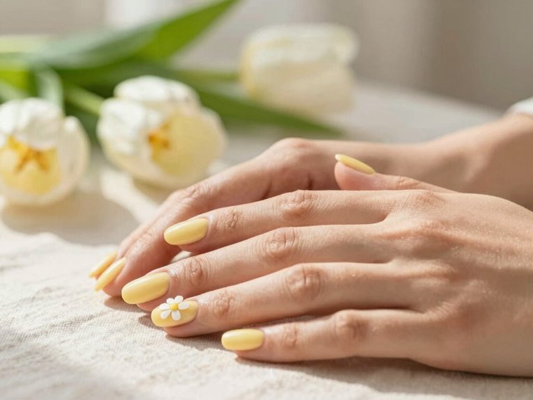14 Fresh Spring Nail Ideas to Try This Season 7 creamy butter yellow manicure