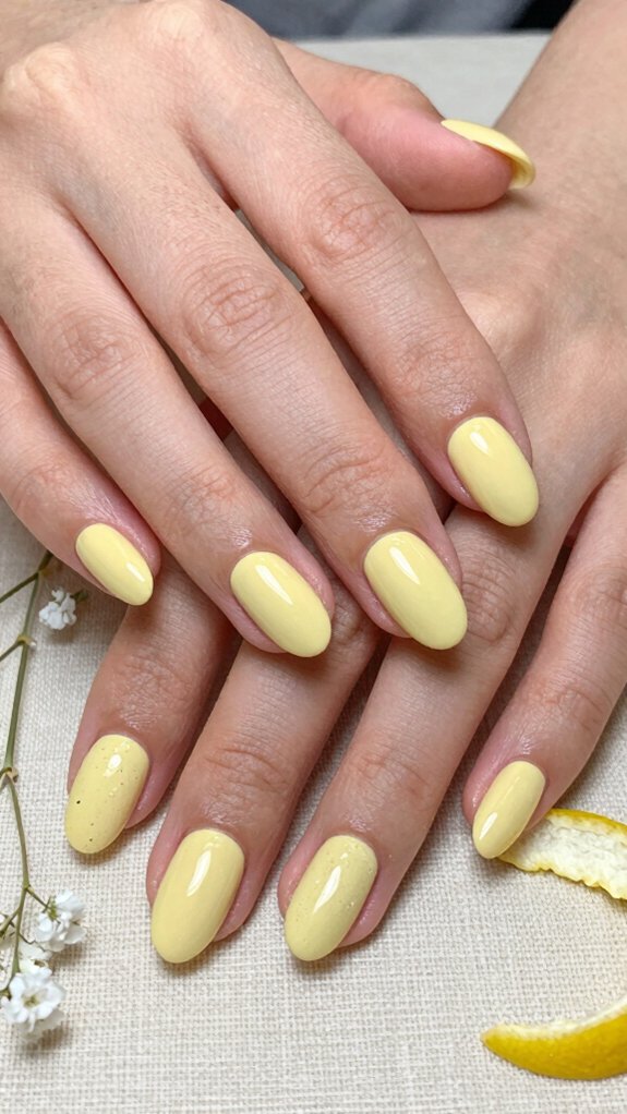 13 Pastel Yellow Nail Ideas That Feel Fresh and Trendy 1 creamy glossy buttery yellow