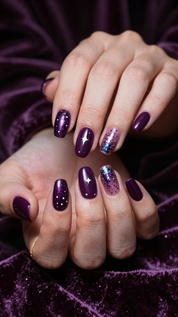 dark plum celestial nailart