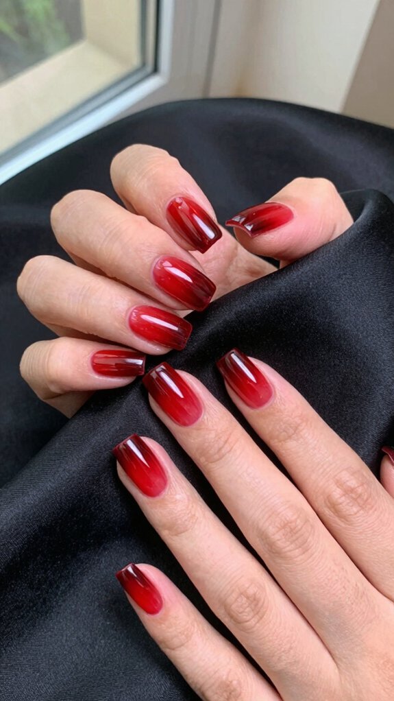 12 Red Cat Eye Nail Art Ideas 5 deep red magnetic ombr
