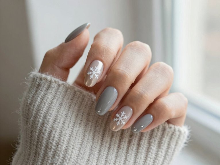 20 Classy Winter Nail Art Designs for an Elegant Seasonal Look 6 delicate textured snowflake accent