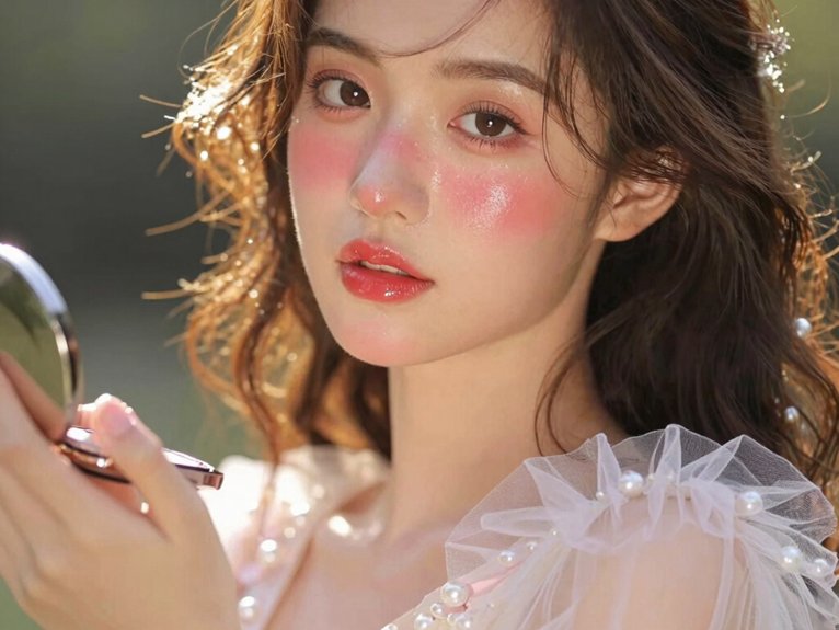 22 Princess Energy Aesthetic Ideas to Feel Soft, Confident, and Elegant 10 dewy glossy lips and cheeks