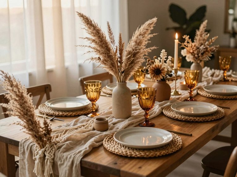 dreamy airy boho pampas centerpiece