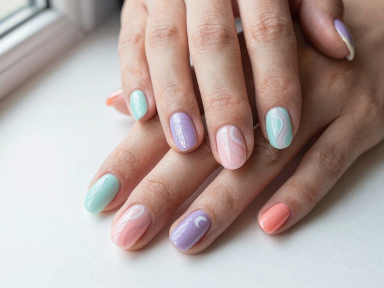 14 Fresh Spring Nail Ideas to Try This Season 14 dreamy milky pastel swirls