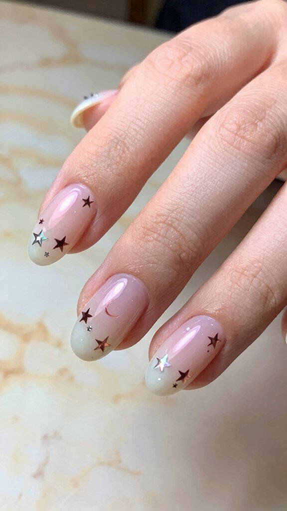 12 Trendy Moon and Star Nail Art Inspirations for 2026 11 elongated navy lunar accents