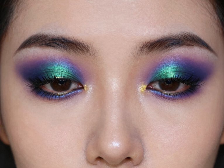 19 Creative Colorful Eye Makeup Looks That Stand Out 7 emerald and sapphire blend