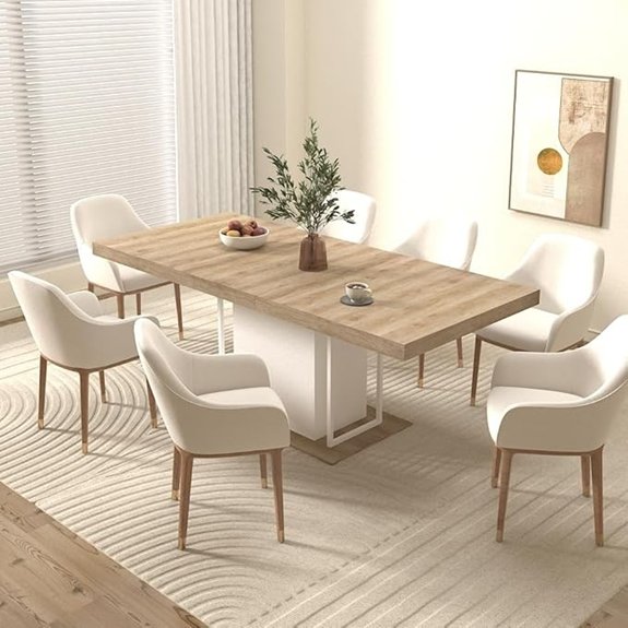 11 Best White Oak Dining Tables That Anchor Any Family Meal 3 Extendable Rectangle Dining Table with White Pedestal Base