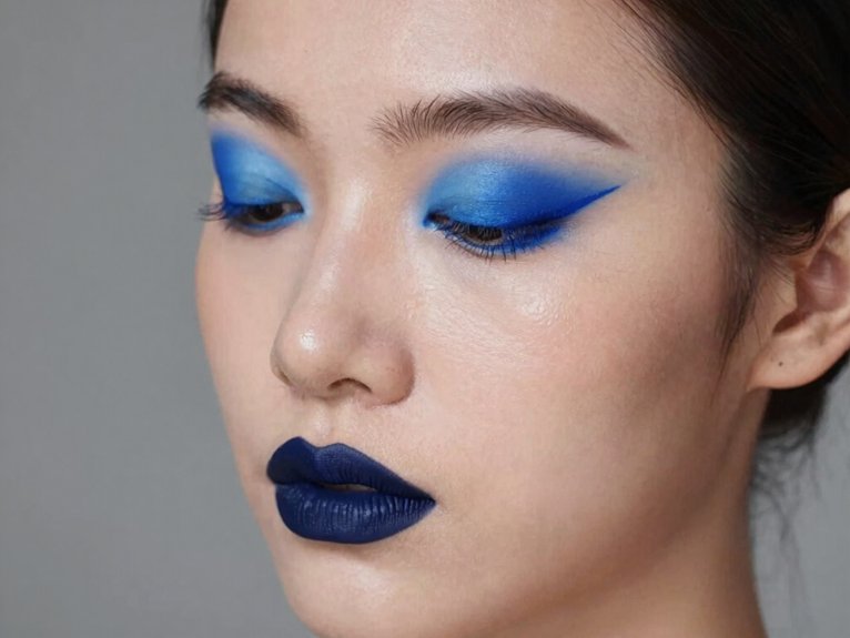 17 Creative Blue Makeup Looks for a Bold Statement 11 extra long blue winged liner