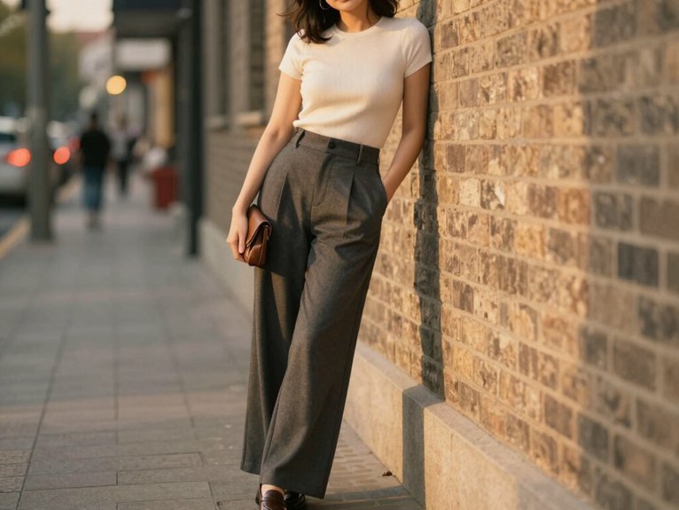 20 Casual Date Night Outfit Ideas That Look Effortlessly Chic 11 fitted top balances wide leg