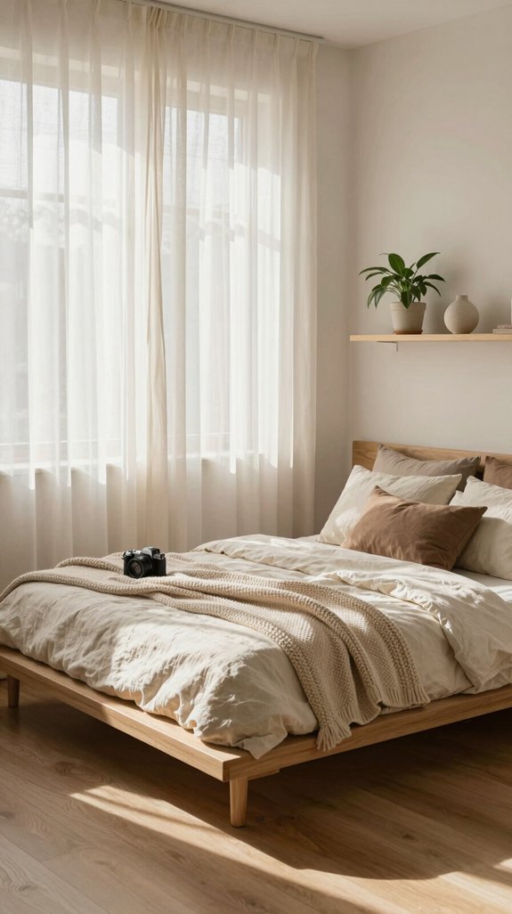 21 Cozy Bedroom Ideas for Small Rooms That Feel Warm and Spacious 5 floor to ceiling translucent sheers