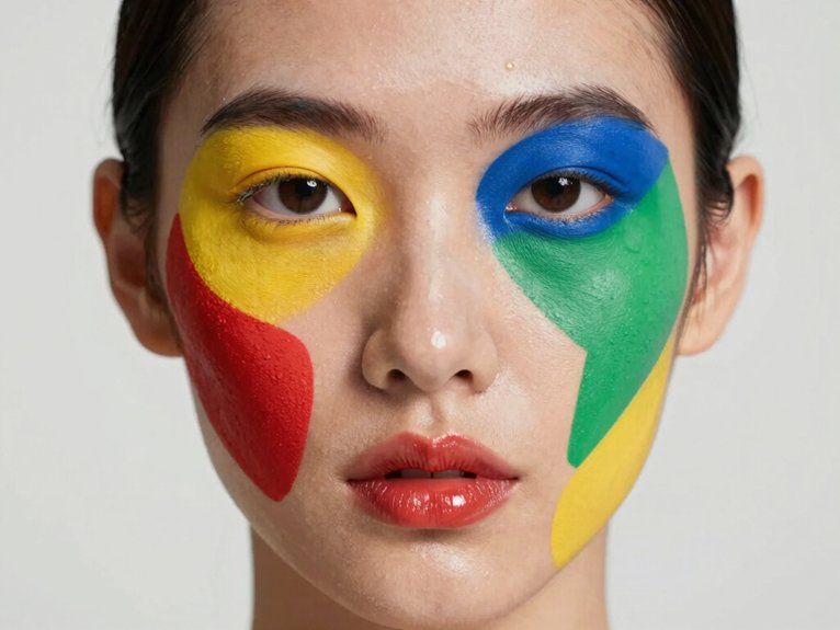 21 Creative Makeup Looks With Face Paint That Are Bold and Artistic 1 geometric bold color facepainting