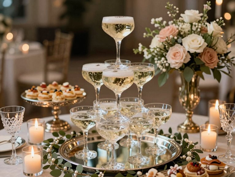 glamorous trained champagne tower