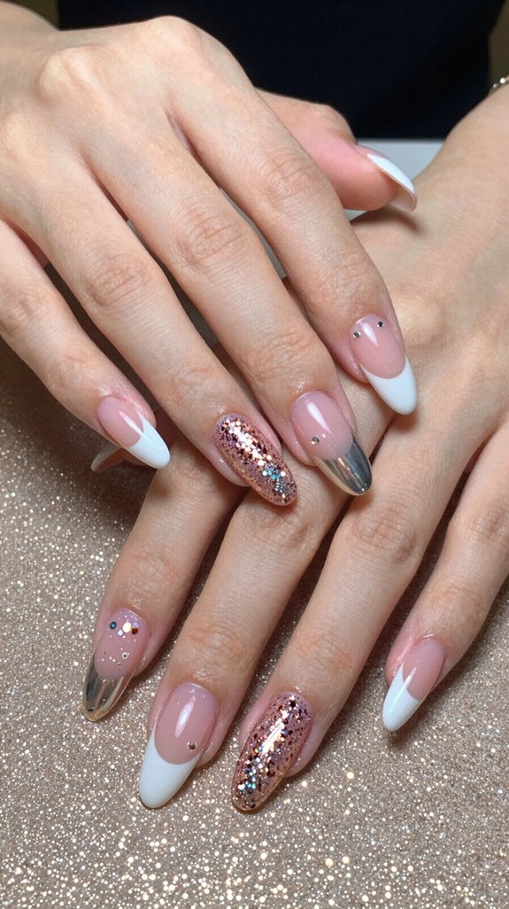 14 Birthday Nail Ideas That Are Fun, Glam, and Party-Ready 8 glittery glamorous french tips