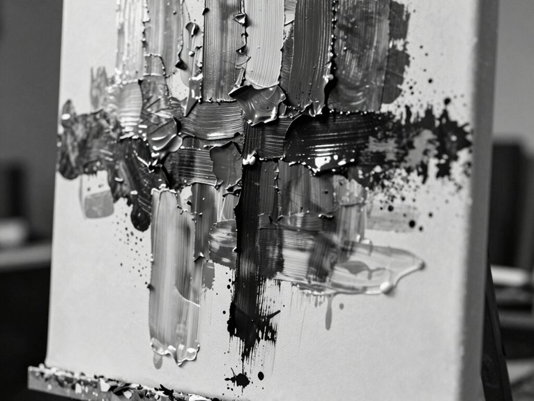 24 Canvas Painting Ideas to Sell That Are Trending and Profitable 7 high contrast textured monochrome statement