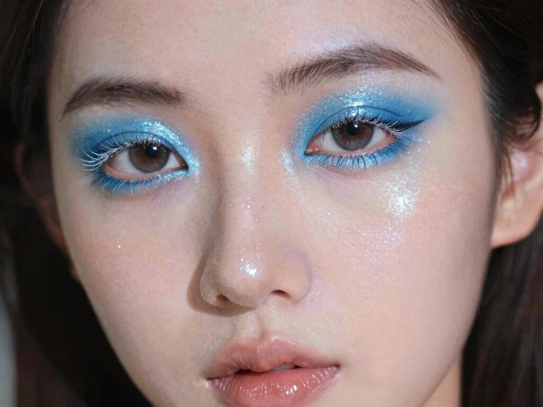17 Creative Blue Makeup Looks for a Bold Statement 4 icy glittered frosted eyepop