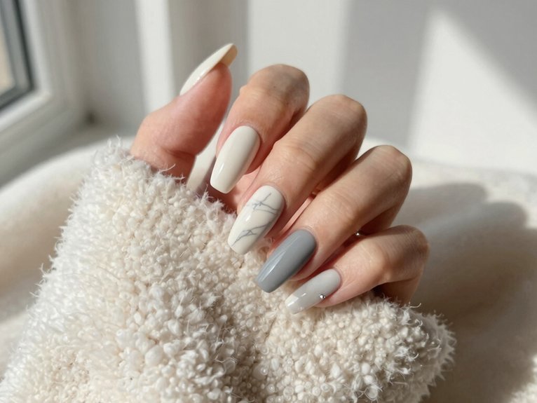 20 Classy Winter Nail Art Designs for an Elegant Seasonal Look 17 icy minimalist marble nail accents
