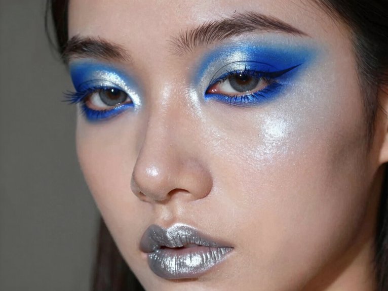 17 Creative Blue Makeup Looks for a Bold Statement 8 icy sky blue silver spotlight