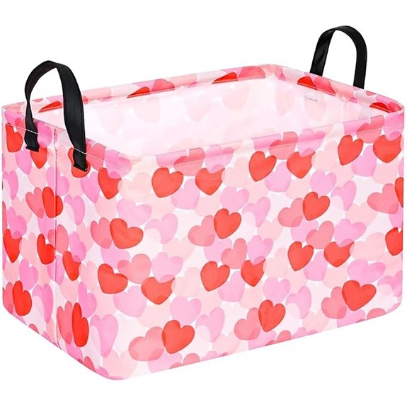 15 Best Valentine Basket Ideas to Wow Your Sweetheart 12 Valentine's Rectangular Foldable Storage Basket with Handles