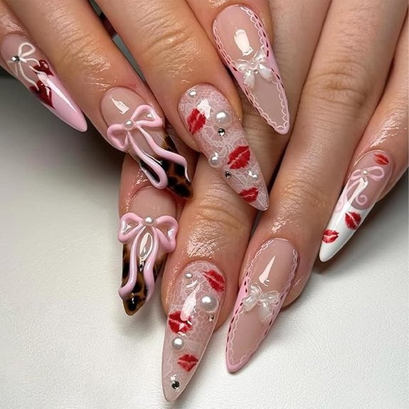 Valentine's Reusable Almond Press-On Nails (24-Pack)