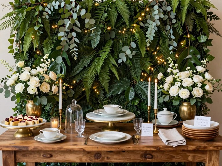 lush modular greenery buffet backdrop