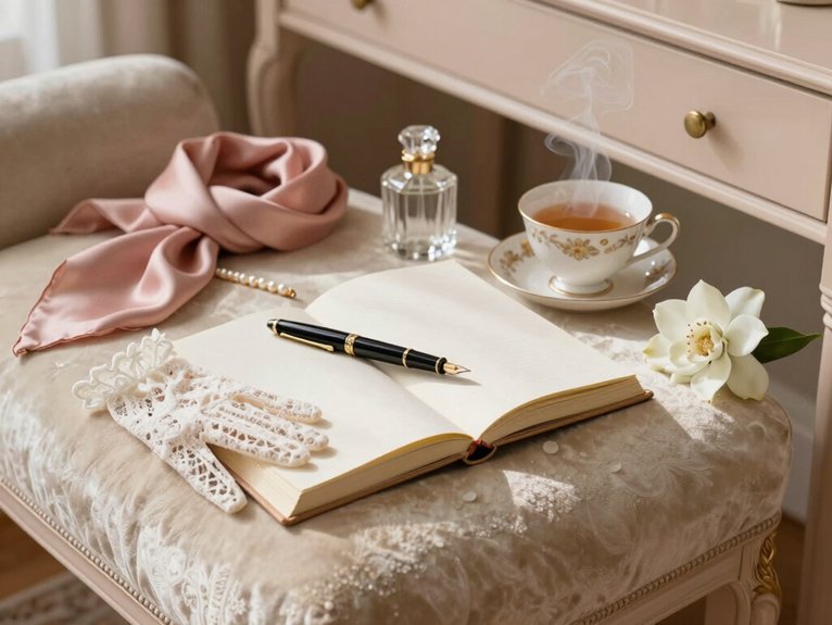 22 Princess Energy Aesthetic Ideas to Feel Soft, Confident, and Elegant 12 luxe pastel lace journaling