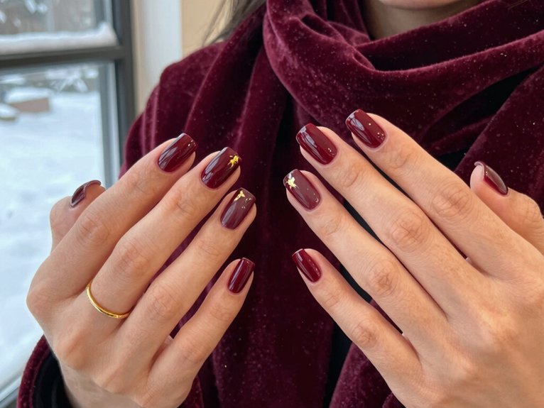 20 Classy Winter Nail Art Designs for an Elegant Seasonal Look 3 luxe shimmering vampy burgundy