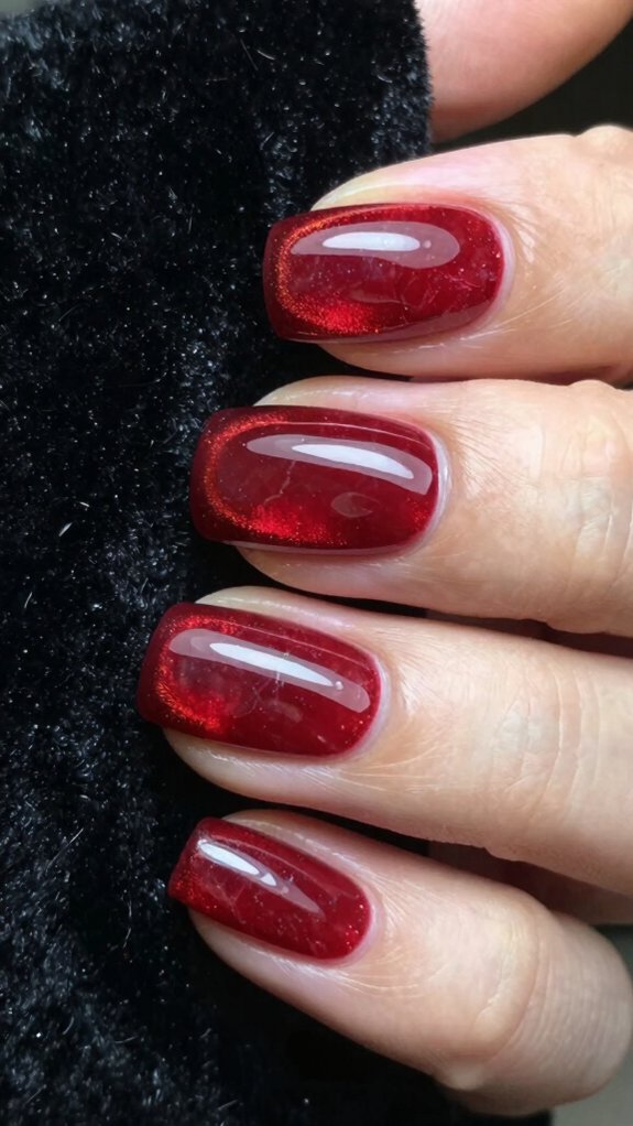 12 Red Cat Eye Nail Art Ideas 10 magnetic red marble cat eye