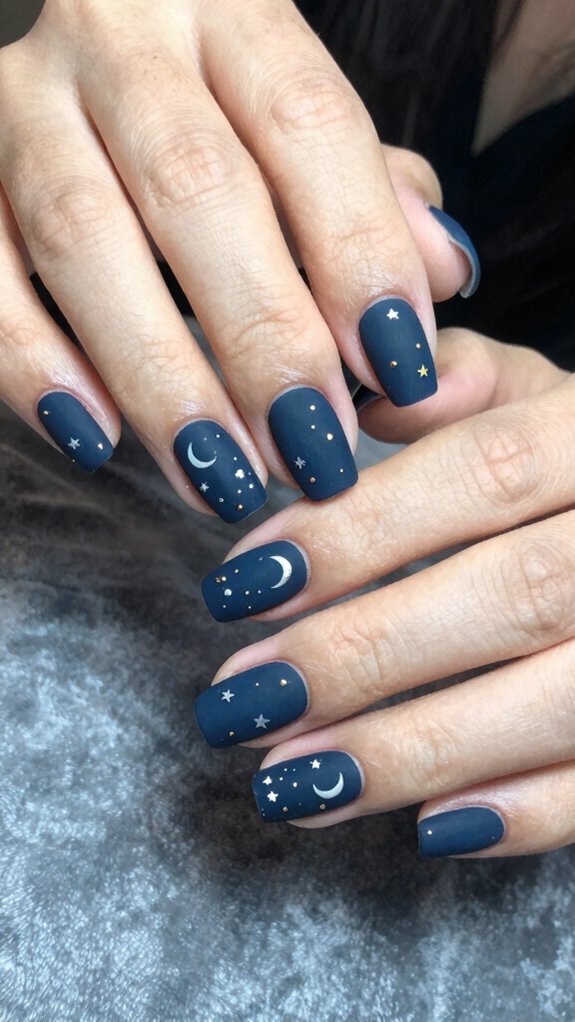 12 Trendy Moon and Star Nail Art Inspirations for 2026 7 matte midnight lunar minimalist manicure