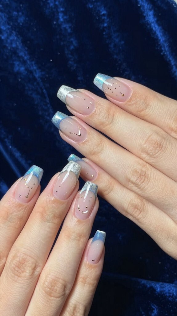 micro glitter celestial french tips