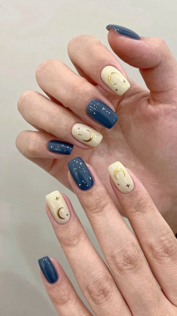 12 Trendy Moon and Star Nail Art Inspirations for 2026 1 midnight lunar chrome crescent manicure